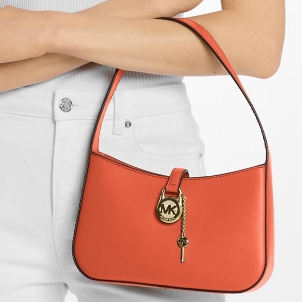 Michael Kors Orange Lyra Small Leather Handbag/ Clutch (NWT) - Picture 1 of 10